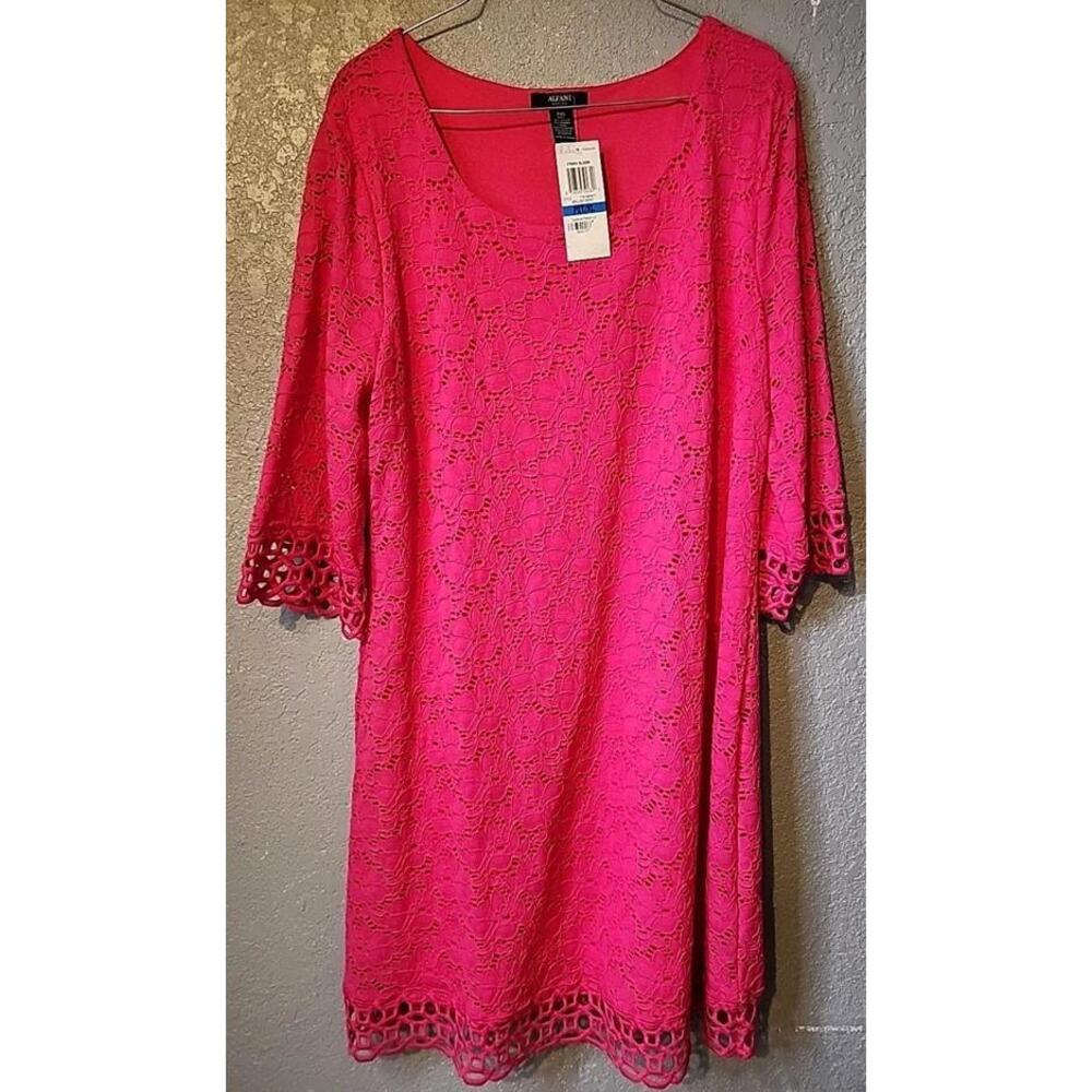 Womens Alfani PXL Prima Bloom A Line Knit Dress Clothing Dresses Bell Sleeves